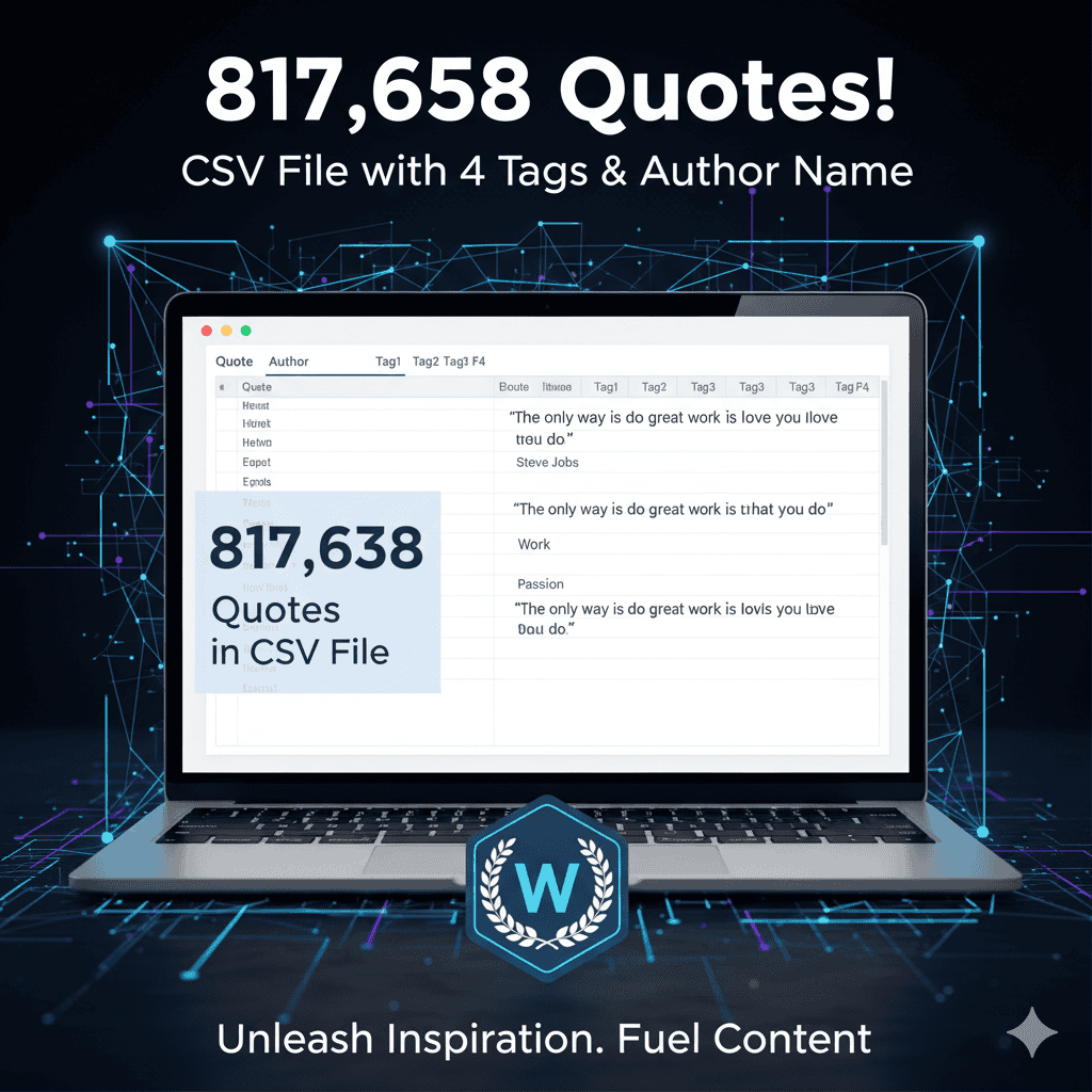 Quotes (817638) in CSV file with 4 tags and Author Name